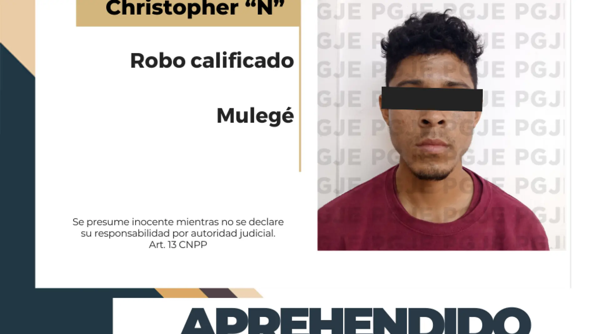 PGJE APREHENDE POR ROBO